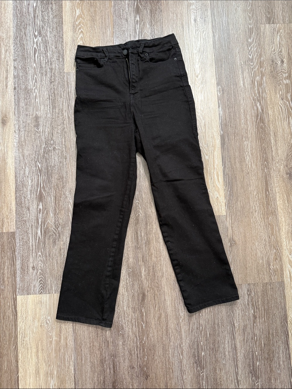 Good American Black Straight-Leg High-Rise Jeans 8/29